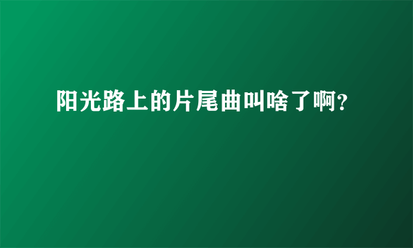 阳光路上的片尾曲叫啥了啊？