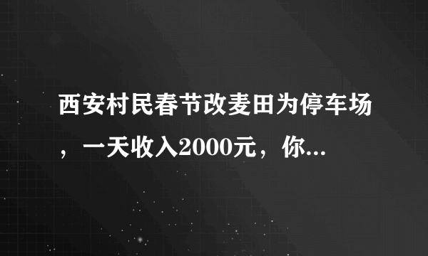 西安村民春节改麦田为停车场，一天收入2000元，你怎么看？