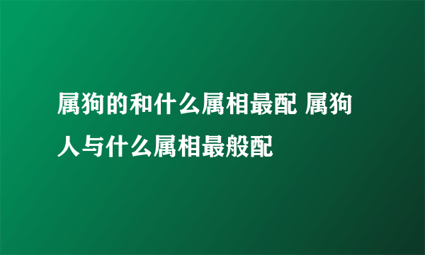 属狗的和什么属相最配 属狗人与什么属相最般配