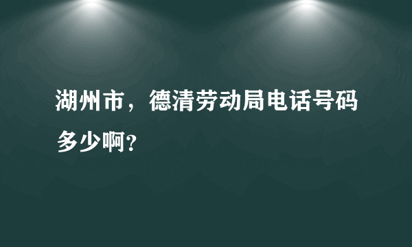 湖州市，德清劳动局电话号码多少啊？