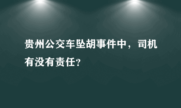 贵州公交车坠胡事件中，司机有没有责任？