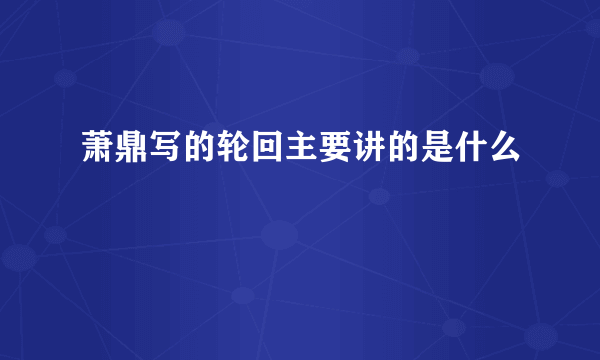 萧鼎写的轮回主要讲的是什么