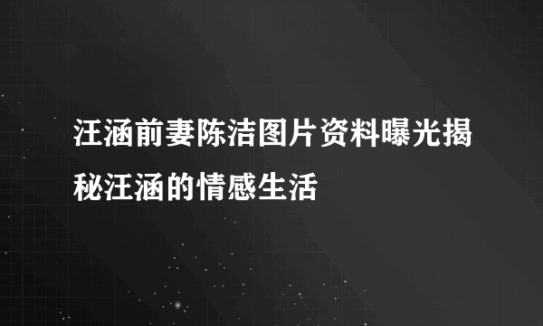 汪涵前妻陈洁图片资料曝光揭秘汪涵的情感生活