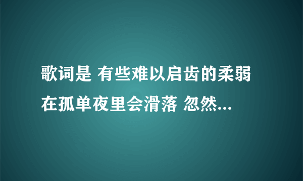 歌词是 有些难以启齿的柔弱 在孤单夜里会滑落 忽然有太多的话我只能对自己说