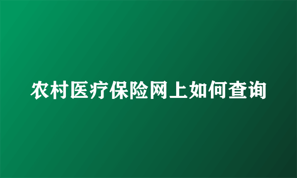 农村医疗保险网上如何查询