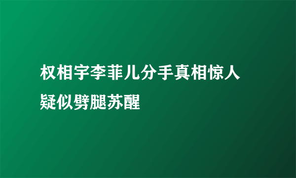 权相宇李菲儿分手真相惊人 疑似劈腿苏醒