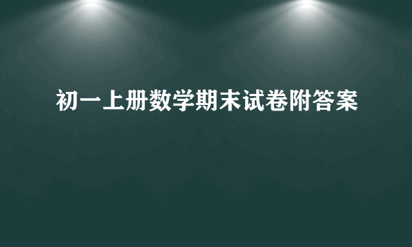 初一上册数学期末试卷附答案