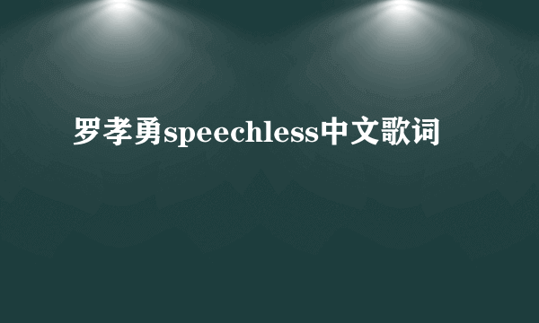 罗孝勇speechless中文歌词