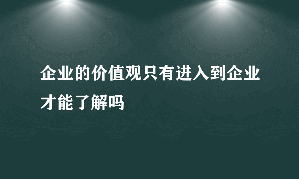 企业的价值观只有进入到企业才能了解吗