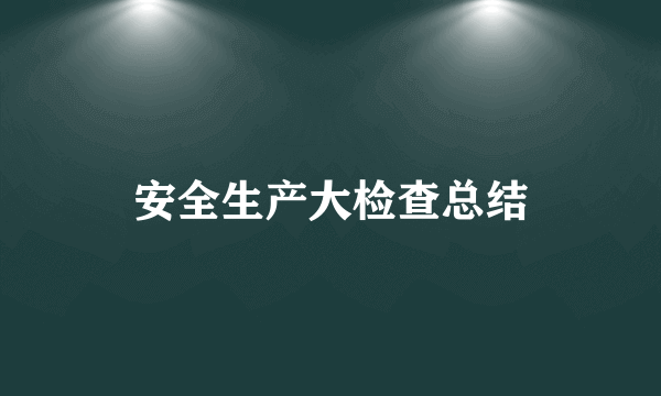 安全生产大检查总结