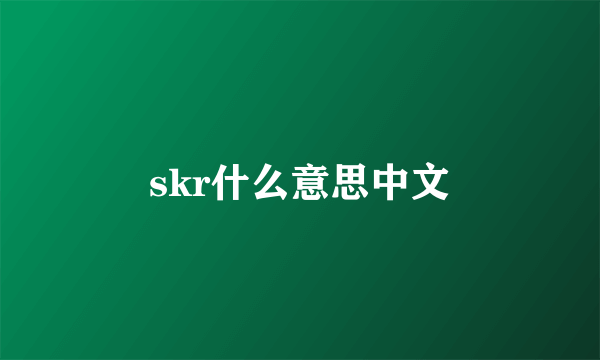 skr什么意思中文