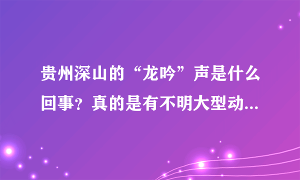 贵州深山的“龙吟”声是什么回事？真的是有不明大型动物未发现吗？