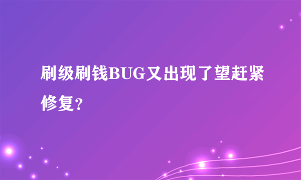 刷级刷钱BUG又出现了望赶紧修复？