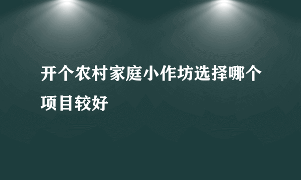 开个农村家庭小作坊选择哪个项目较好