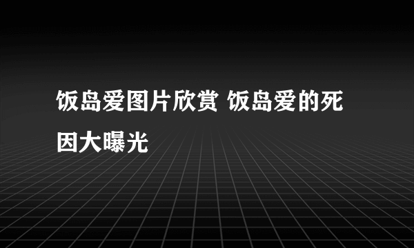 饭岛爱图片欣赏 饭岛爱的死因大曝光