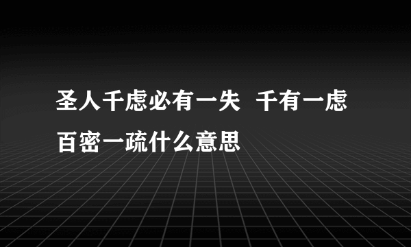 圣人千虑必有一失  千有一虑百密一疏什么意思