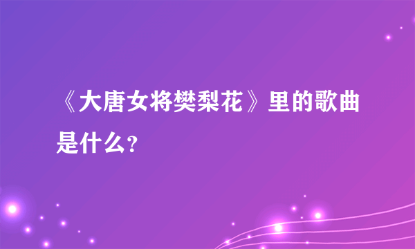 《大唐女将樊梨花》里的歌曲是什么？