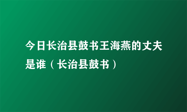 今日长治县鼓书王海燕的丈夫是谁（长治县鼓书）