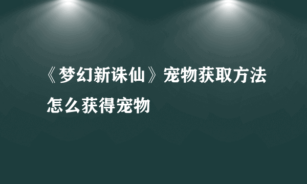 《梦幻新诛仙》宠物获取方法 怎么获得宠物