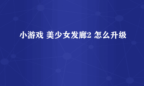 小游戏 美少女发廊2 怎么升级