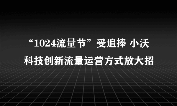 “1024流量节”受追捧 小沃科技创新流量运营方式放大招