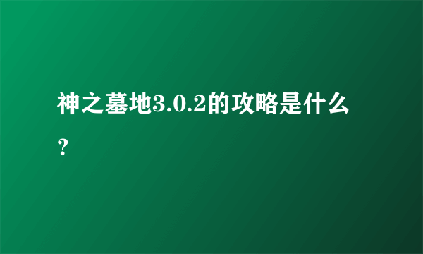 神之墓地3.0.2的攻略是什么？