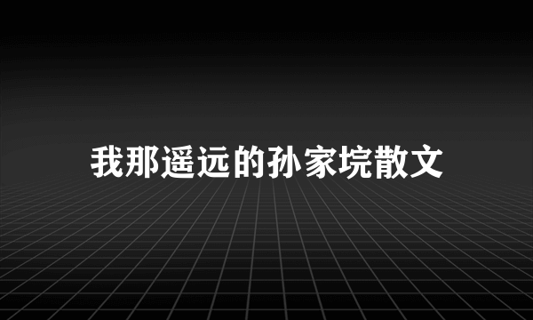 我那遥远的孙家垸散文