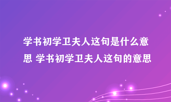 学书初学卫夫人这句是什么意思 学书初学卫夫人这句的意思