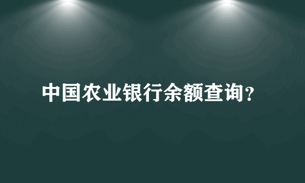 中国农业银行余额查询？