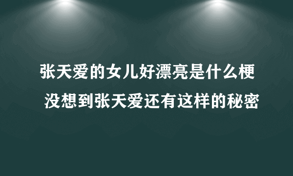 张天爱的女儿好漂亮是什么梗 没想到张天爱还有这样的秘密