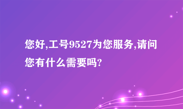 您好,工号9527为您服务,请问您有什么需要吗?