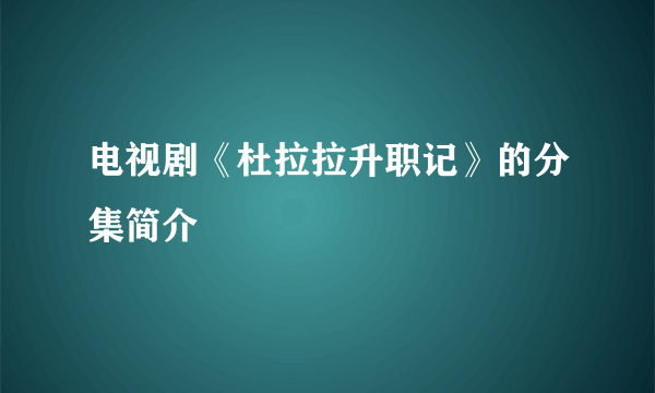 电视剧《杜拉拉升职记》的分集简介