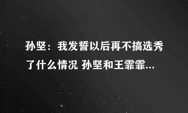 孙坚：我发誓以后再不搞选秀了什么情况 孙坚和王霏霏什么关系