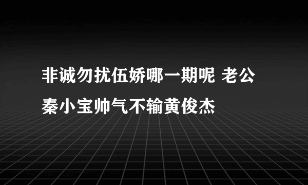 非诚勿扰伍娇哪一期呢 老公秦小宝帅气不输黄俊杰