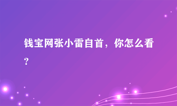 钱宝网张小雷自首，你怎么看？