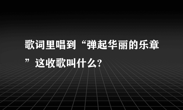 歌词里唱到“弹起华丽的乐章”这收歌叫什么?