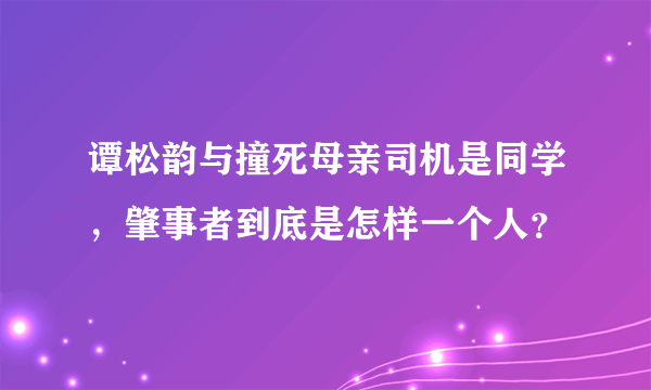 谭松韵与撞死母亲司机是同学，肇事者到底是怎样一个人？