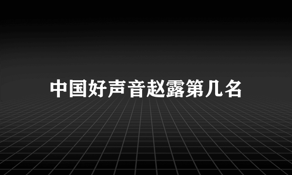 中国好声音赵露第几名