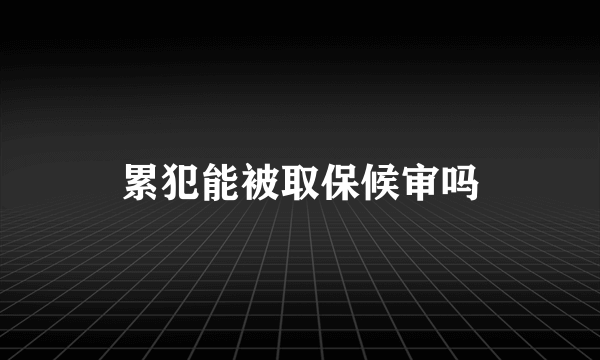 累犯能被取保候审吗