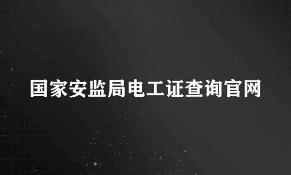 国家安监局电工证查询官网