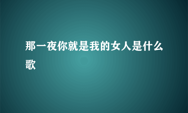 那一夜你就是我的女人是什么歌