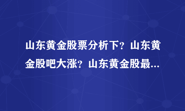 山东黄金股票分析下？山东黄金股吧大涨？山东黄金股最新持股？