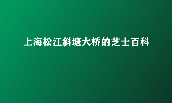 上海松江斜塘大桥的芝士百科