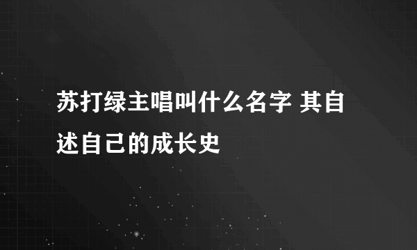 苏打绿主唱叫什么名字 其自述自己的成长史