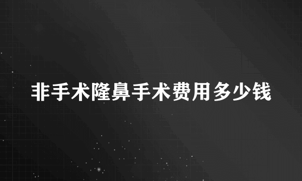 非手术隆鼻手术费用多少钱