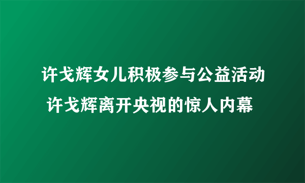 许戈辉女儿积极参与公益活动 许戈辉离开央视的惊人内幕