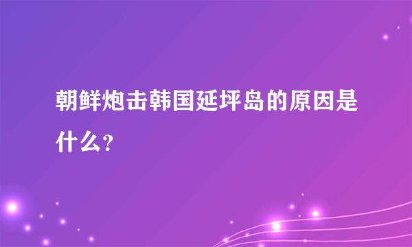 朝鲜炮击韩国延坪岛的原因是什么？