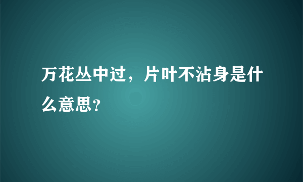 万花丛中过，片叶不沾身是什么意思？