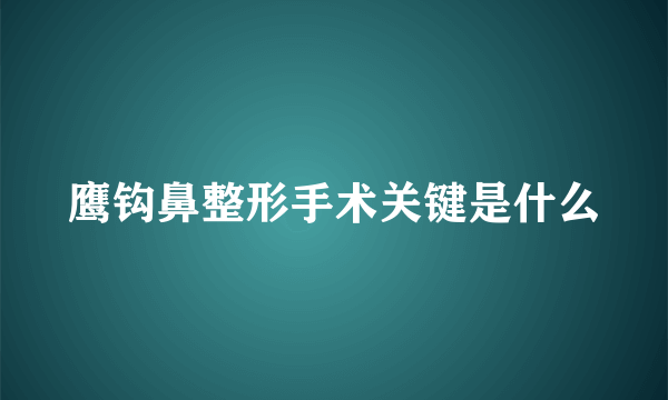 鹰钩鼻整形手术关键是什么