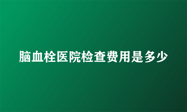 脑血栓医院检查费用是多少